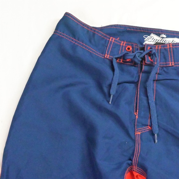 Budweiser 34 x 10" Blue Red White Logo Unlined Board Shorts - Picture 2 of 7